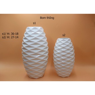Bình gốm trắng Minh Long cao cấp Boom Thông