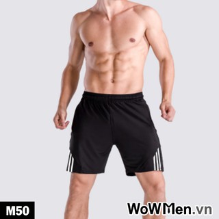 Quần Short Thun Nam Đen 3 Sọc Trắng - M50