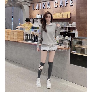 ⚡️bán sỉ⚡️áo nỉ da cá phối sơmi 2 màu đen xám