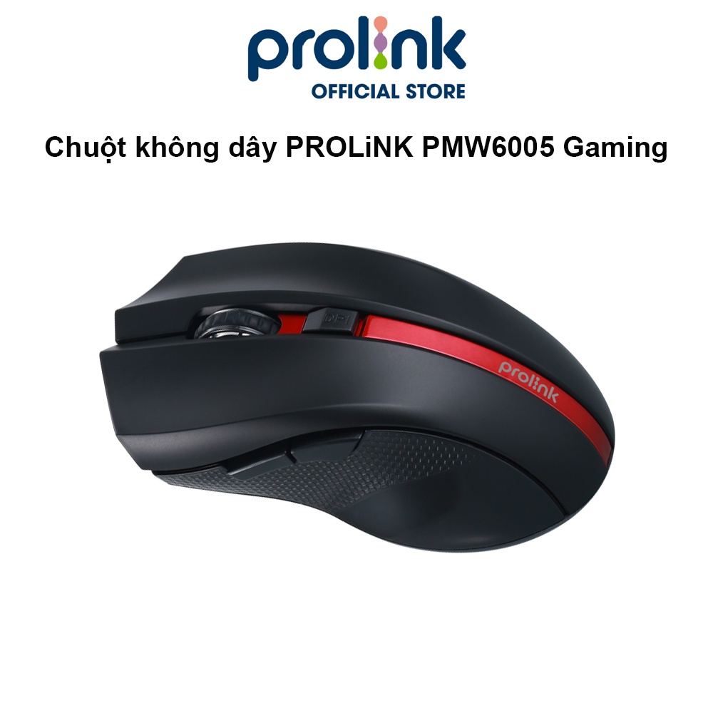 Chuột không dây PROLiNK PMW6005 kiểu dáng Gaming, tiết kiệm pin, độ nhạy cao dành cho PC, Laptop