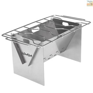 WinnerYou Lixada Camping Wood Burning Stove Outdoor Portable Folding Stainless Steel Backpacking Cooking Stove with Grill Plate and Bellow