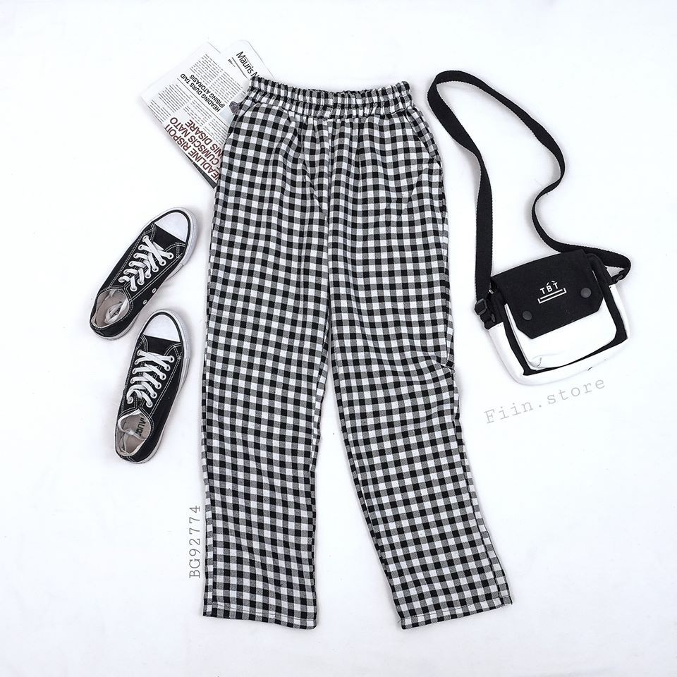 [Ảnh thật] Quần Baggy Kẻ Caro Đen Trắng - Made by Fiin | BigBuy360 - bigbuy360.vn