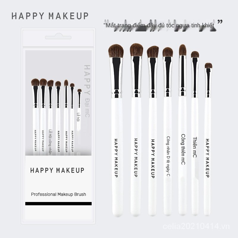 Bàn Chải HappyMakeup 7Bộ bàn chải mắt Màu Đỏ Giá Rẻ Mắt Nhỏ Lông Bờm Ngựa Cọ Trang Điểm Khói