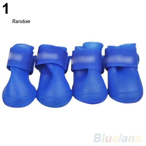 Set 4 Giày Bốt Cao Su Đi Mưa Cho Thú Cưng