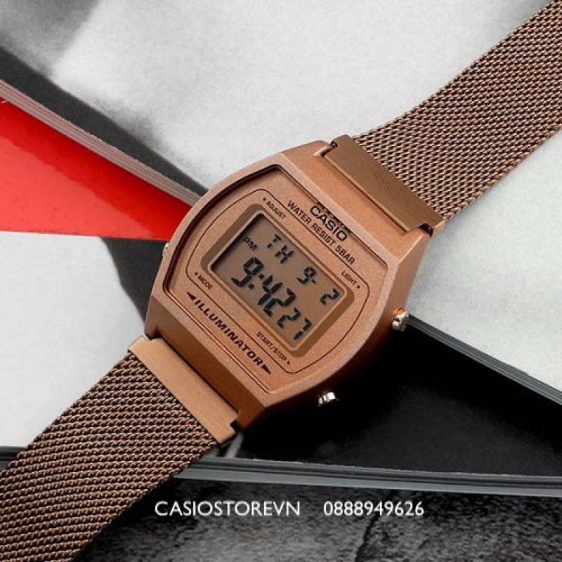 Đồng hồ nữ chính hãng CASIO B640WMR-5A dây mesh goldrose