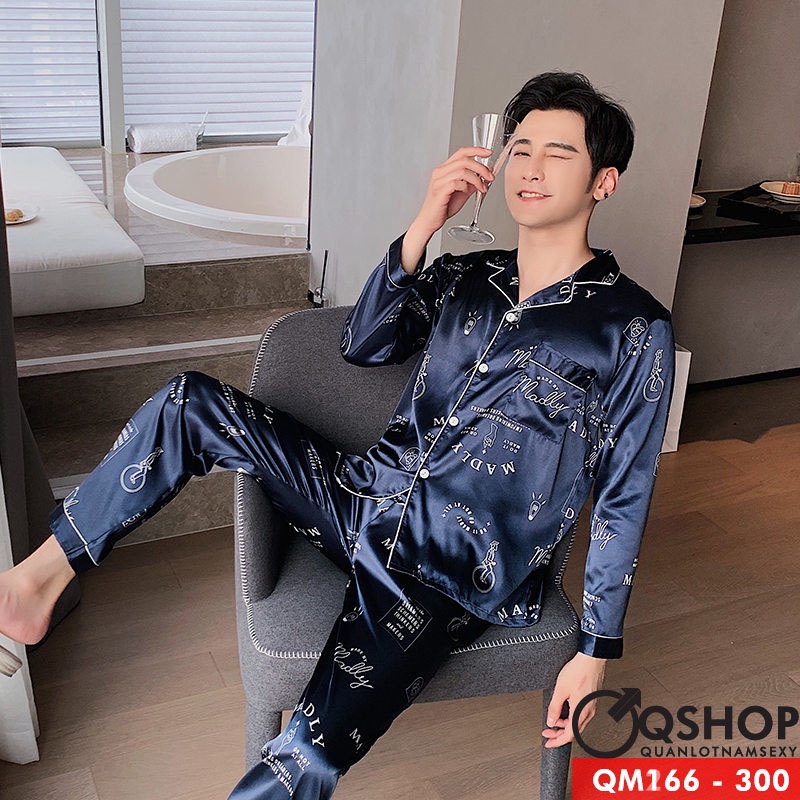 Bộ pijama nam lụa satin mặc nhà mặc ngủ QM172,QM291,QM294,QM295,QM299,QM301