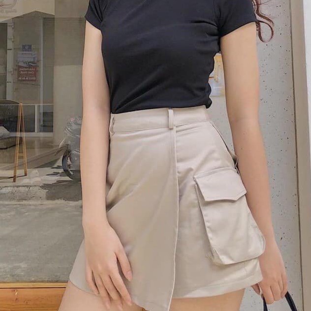 Chân váy kaki túi hộp chữ a bút chì ulzzang xẻ tà AnDuShop | BigBuy360 - bigbuy360.vn