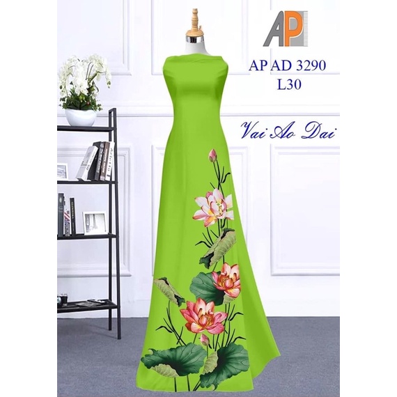 Vải may áo dài in 3D hoa sen rất đẹp.Có clip vải thật