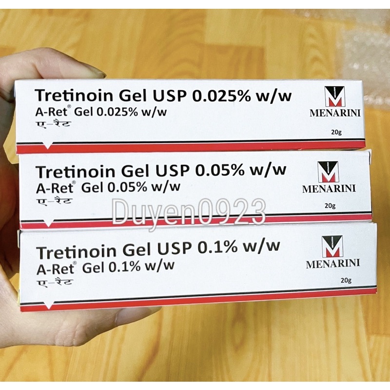 Tretinoin Aret gel 0.025% - 0.05% - 0.1% ( 20g ). Gel giảm mụn Ấn Độ