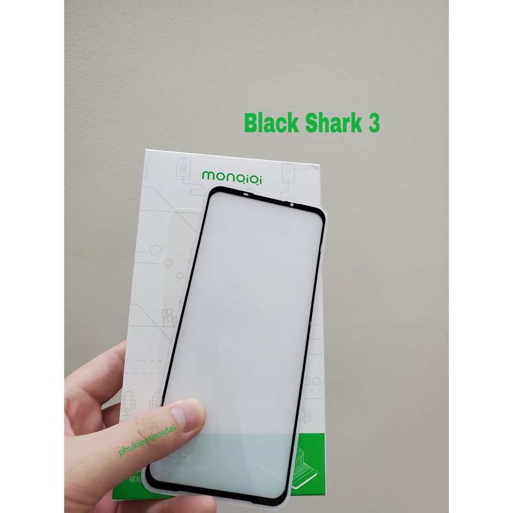 Kính cường lực MONQIQI Black Shark 3 / Shark 4 / 4 Pro Full màn viền mỏng trơn mượt hạn chế vân tay