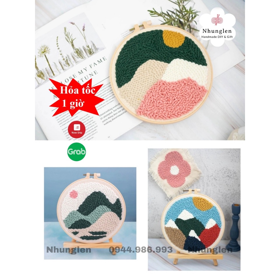 DIY Bộ Thêu Len Xù Chủ Đề Phong Cảnh Thiên Nhiên- Punch Needle Decor - Qùa Tặng Handmade Ý Nghĩa