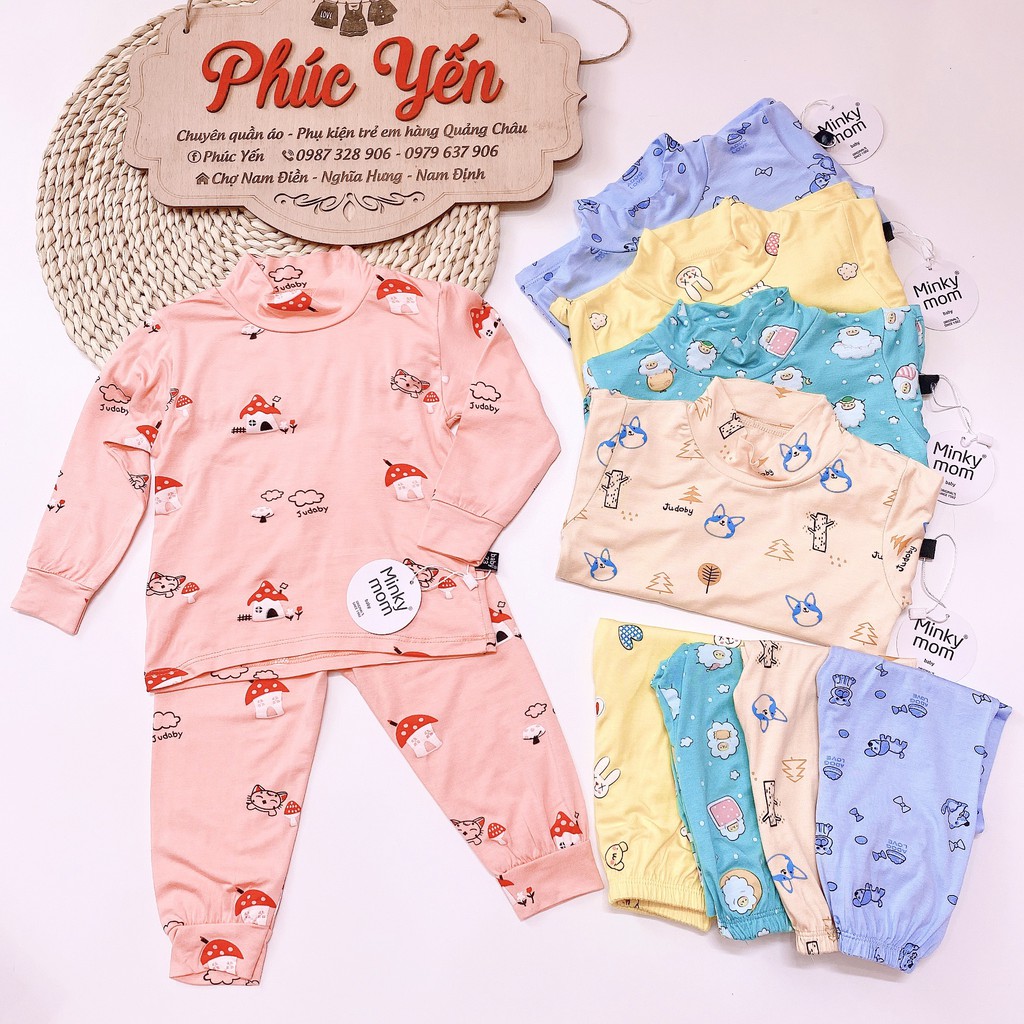 Sale !!! Bộ Dài Tay Cổ 3 Phân  Hàng Minky Mom In Họa Tiết Cừu Trắng-Ngôi Nhà Đỏ Cho Bé_Super Sale ( 7-19kg) (1315)