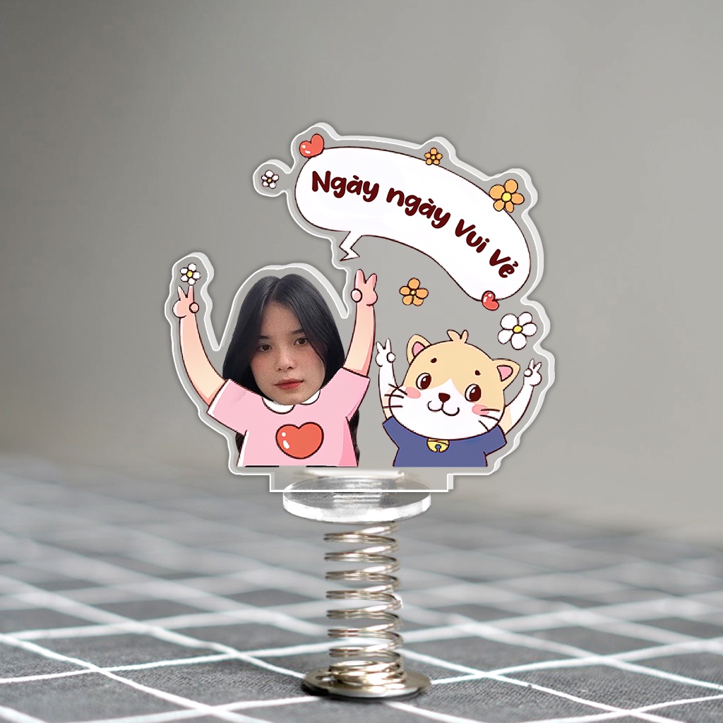 Standee lò xo lắc lư đáng yêu trong suốt đế dính trang trí in theo yêu cầu chibi