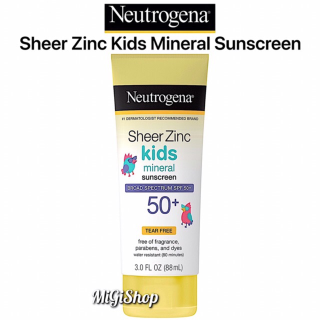 [Hàng Mỹ] Kem Chống Nắng Trẻ Em Neutrogena Sheer Zinc Kids SPF50+ 88ml