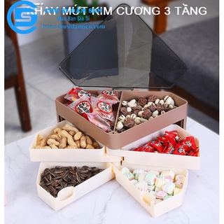Khay mứt Tết hình Kim Cương, Khay mứt tam giác 3 tầng mẫu mới sang trọng