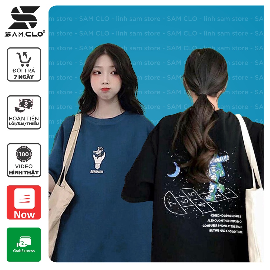 Áo thun nữ SAM CLO tay lỡ freesize phông form rộng dáng Unisex mặc cặp, nhóm, lớp in hình PHI HÀNH GIA