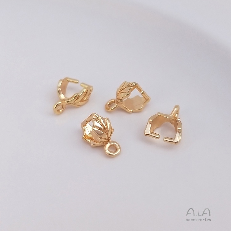 █diy゜14k●1miếng 14K túi vàng bảo vệ màu đồng mạ vàng thật lá clip hạt dưa khóa làm bằng tay tự làm tinh thể ngọc bích mặt dây chuyền khóa phụ kiện