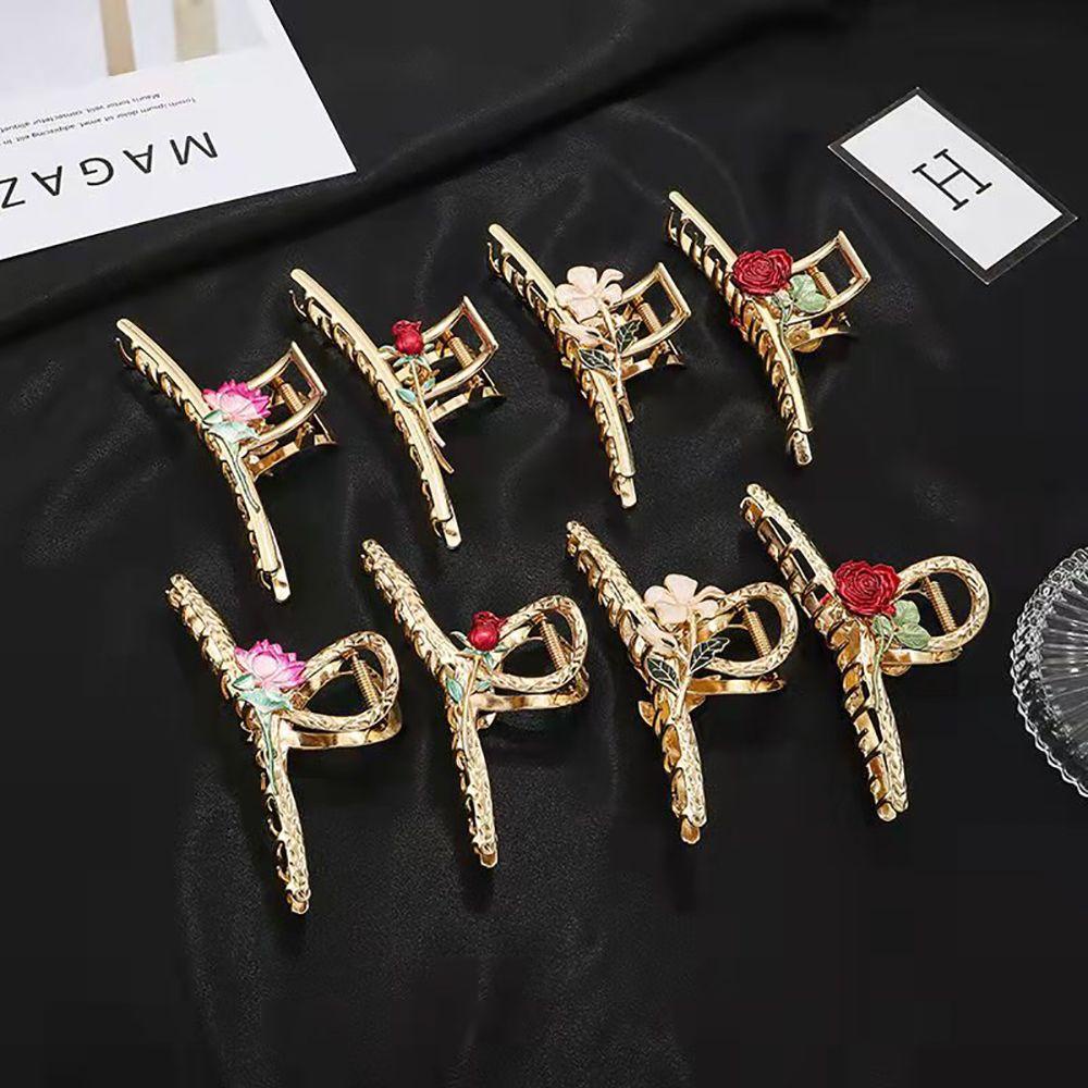 Kẹp Tóc Càng Cua Lớn Bằng Kim Loại Hình Hoa Hồng Cho Nữ