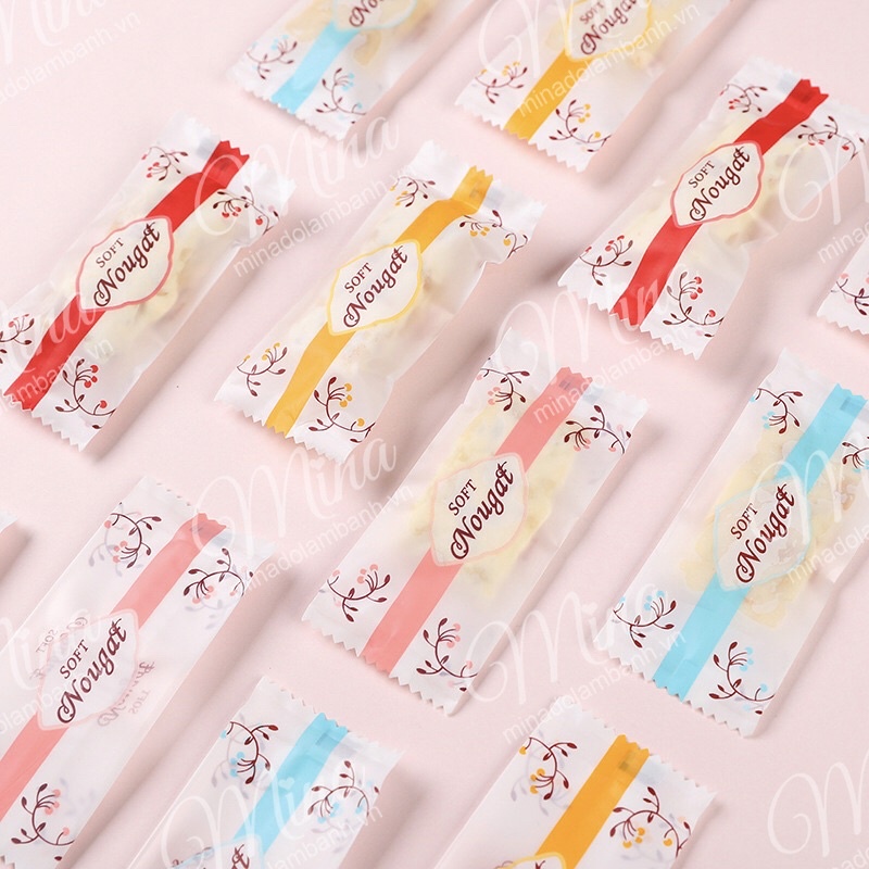 Túi đựng kẹo Nougat sọc VÀNG/XANH/HỒNG/ĐỎ