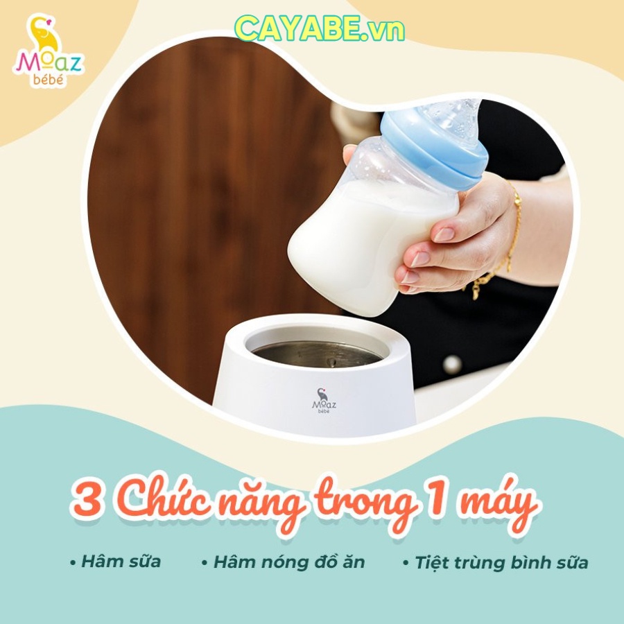Máy hâm sữa, hâm thức ăn, tiệt trùng bình sữa 3 in 1 MOAZ BÉBÉ MB-039 (Bảo hành chính hãng 12 tháng)