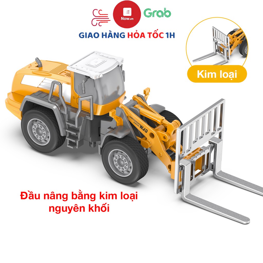 Đồ chơi mô hình xe nâng hàng đầu nâng bằng kim loại nguyên khối, chi tiết đẹp (loại cao cấp)