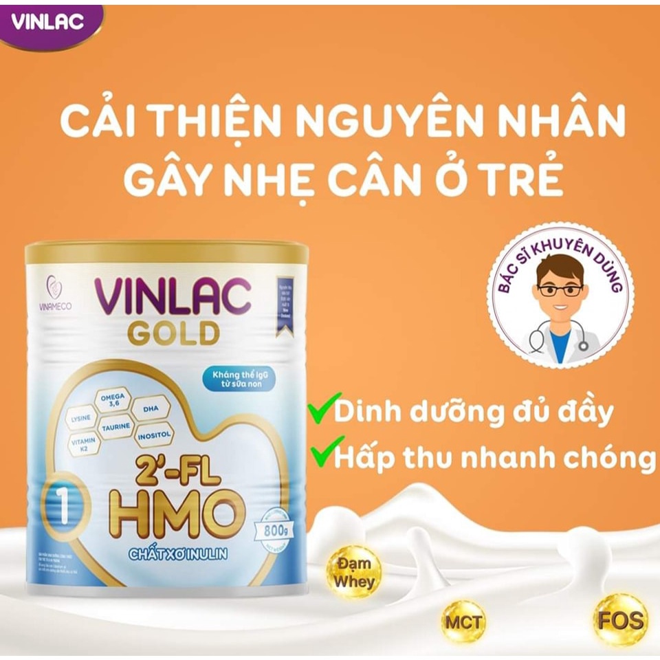 Freeship_Sữa Vinlac Gold 1 800g cho bé từ 0-24 tháng tặng khăn