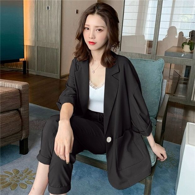 (Sẵn Hồng)Ảnh thật 3 hình cuối-Set blazer tay lỡ oversize mùa hè thời trang Ulzzang | BigBuy360 - bigbuy360.vn