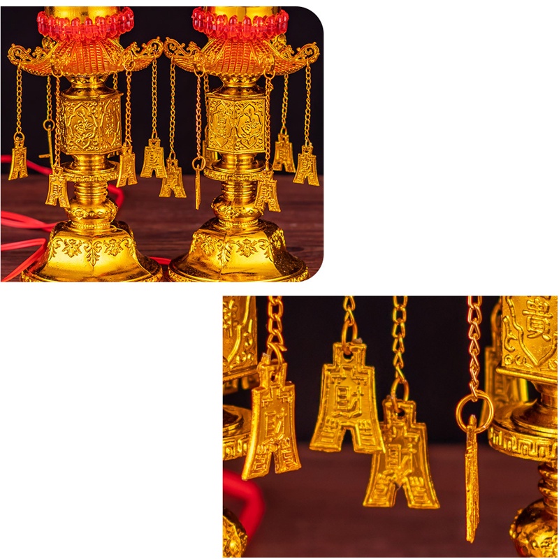 Đèn thờ cúng trái đào để bàn thờ  cao 33cm , thần tài, ông địa – Đức Hiếu Shop