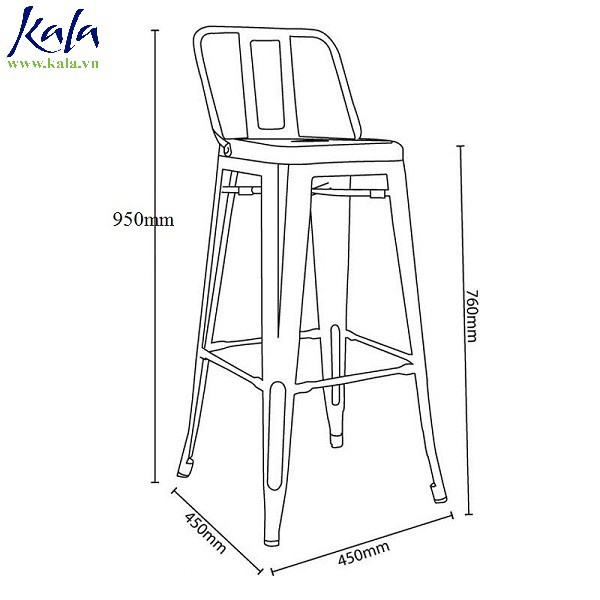 GHẾ QUẦY BAR TOLIX CAO CHÂN SẮT