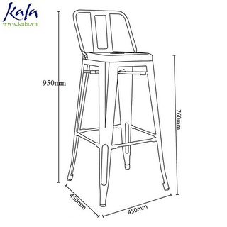 GHẾ QUẦY BAR TOLIX CAO CHÂN SẮT (HÀNG NHẬP KHẨU)