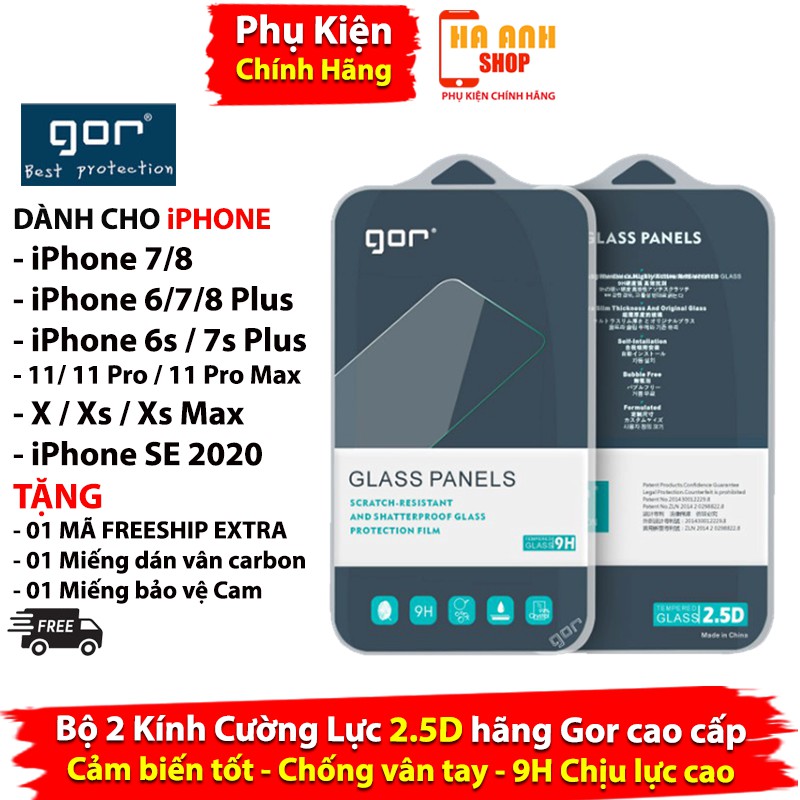 Kính Cường Lực GOR iPhone 6/6 Plus/6s/6s Plus/7/8/7 Plus/8 Plus/X/Xs/XR/Xs Max/11/11 Pro/11 pro max/SE 2020