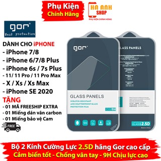Kính Cường Lực GOR iPhone 6/6 Plus/6s/6s Plus/7/8/7 Plus/8 Plus/X/Xs/XR/Xs Max/11/11 Pro/11 pro max/SE 2020(Bộ 2 miếng)