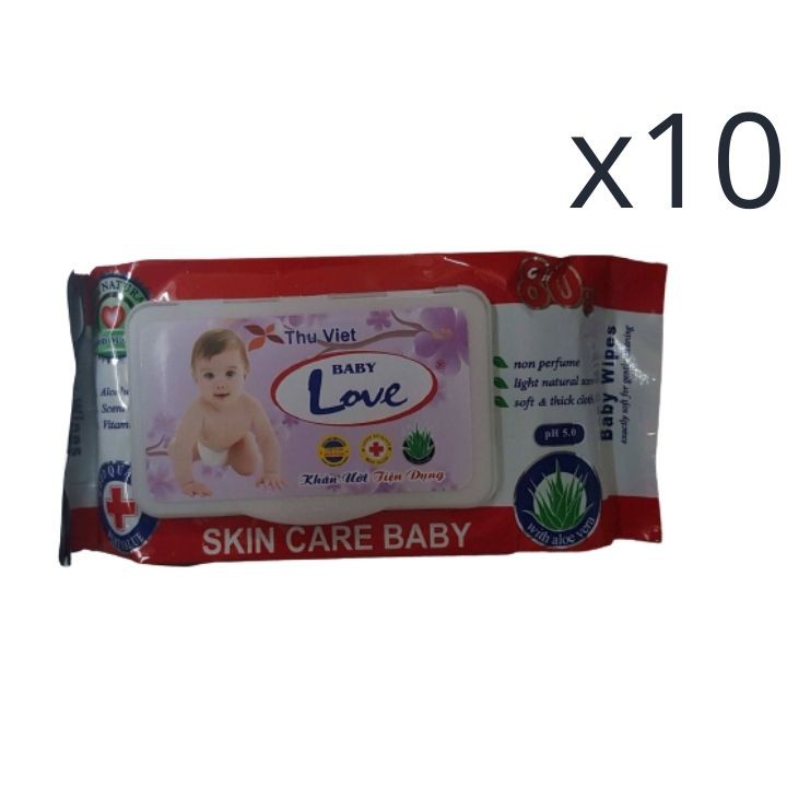 10 khăn giấy ướt mùi hương dịu nhẹ cho bé cao cấp (80 tờ/gói)