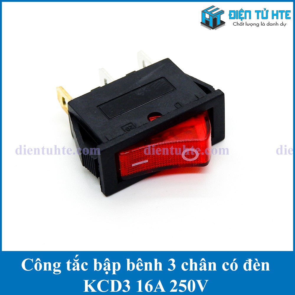 Công tắc bập bênh KCD3 16A có đèn