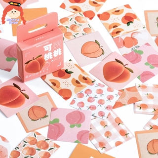 Set 46 Miếng Dán Hình Quả Đào NIKKI Dễ Thương Dùng Để Trang Trí Sổ Tay