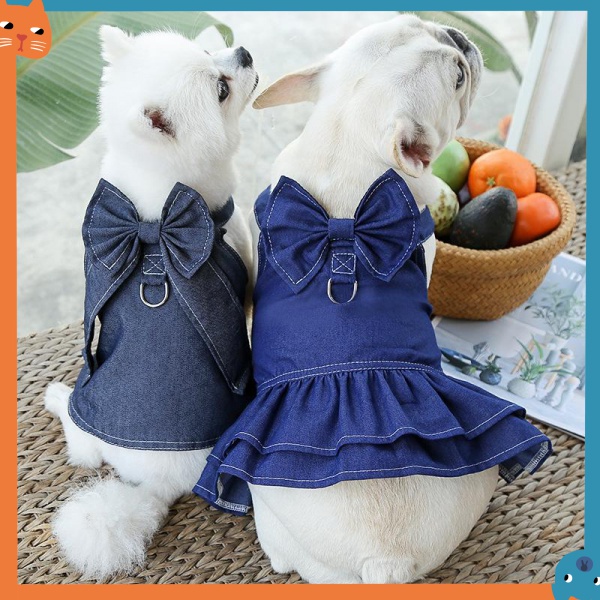 Đầm denim Thời Trang Xuân Hè Xinh Xắn Cho Thú Cưng