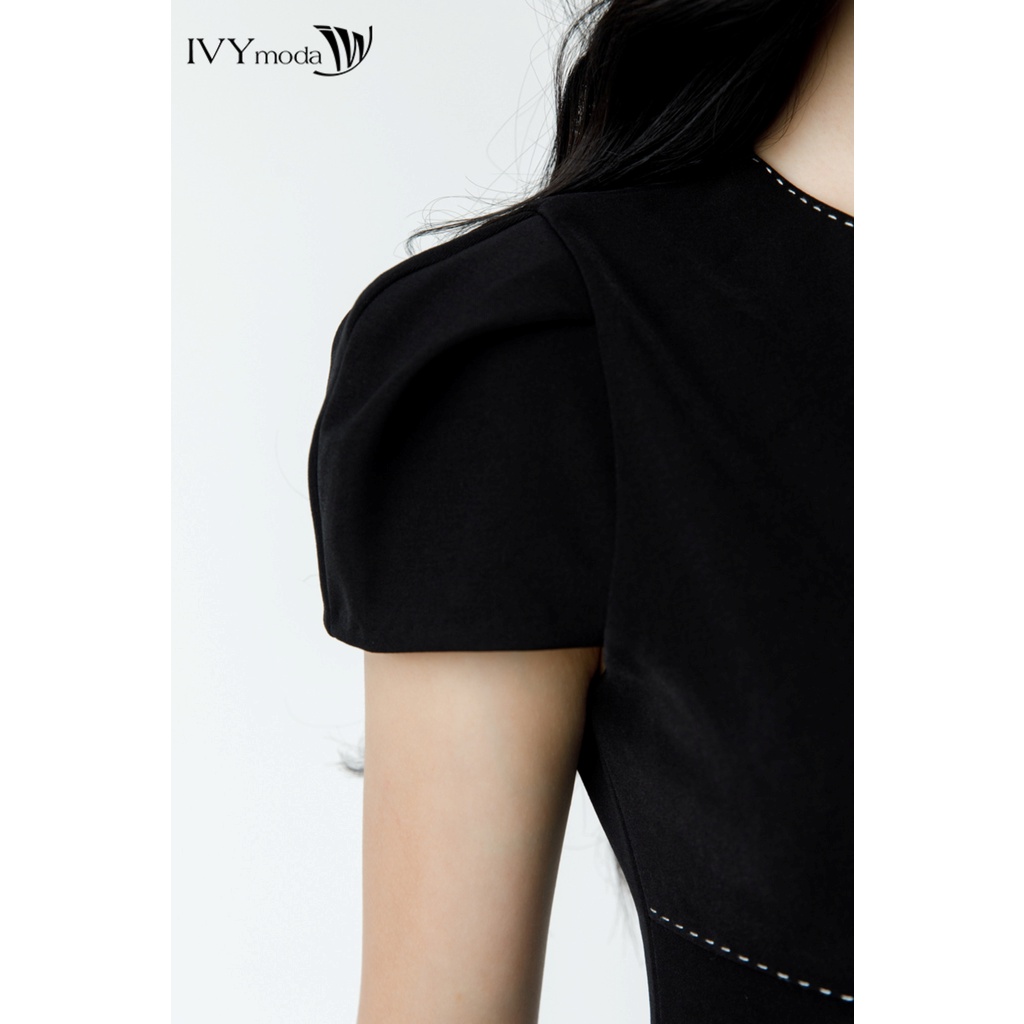 Đầm cổ V đính hoa IVY moda MS 48M7256