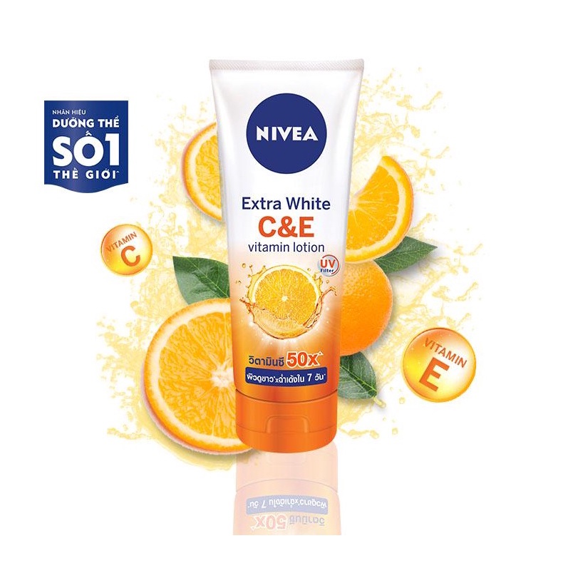 Sữa Dưỡng Thể Nivea Extra White C&amp;E Vitamin Lotion Giúp Dưỡng Sáng &amp; Tăng Đàn Hồi Da 180ml