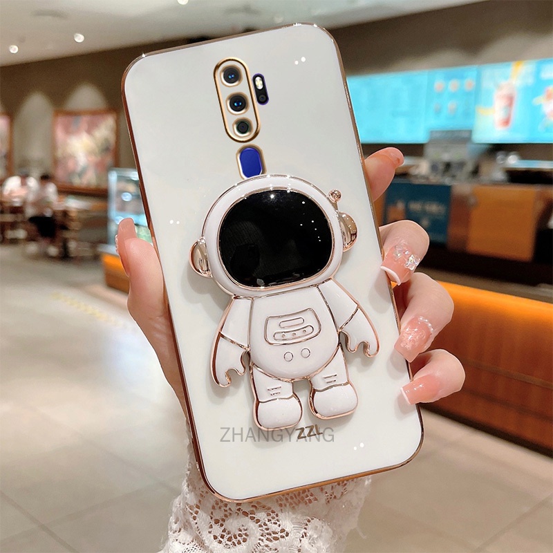 Ốp lưng oppo a5 2020 a9 2020 TPU Mạ điện 3D Phi hành gia có chân đế ốp điện thoại oppo a5 2020 a9 2020