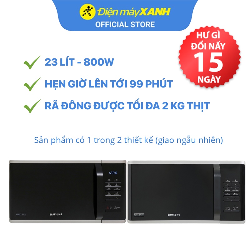 [Mã ELHADEV giảm 4% đơn 300K] Lò vi sóng Samsung MS23K3513AS/SV-N 23 lít 800 W - Chính hãng Bh 2 năm