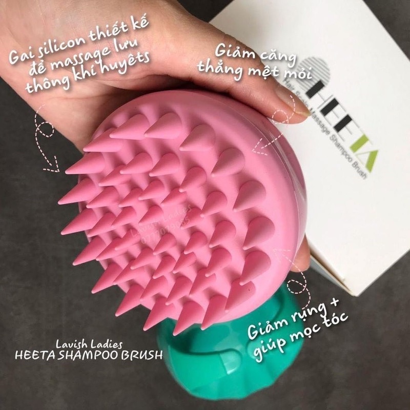 Heeta Lược gội đầu mát xa, giảm gàu, giảm rụng tóc Heeta Hair Scalp Brush (Bill Mỹ)