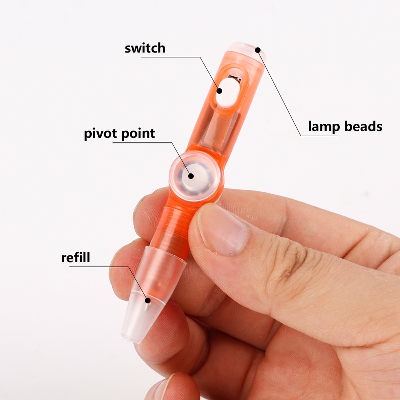 Bút bi xoay có đèn led nhiều màu sắc phát sáng giúp giảm căng thẳng dành cho học sinh (giao màu ngẫu nhiên)