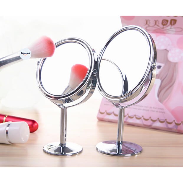 [XOAY 360° PHÓNG X3] Gương 2 Mặt Mini Để Bàn Gương Trang Điểm Hamart Gương MakeUp Xinh Đẹp