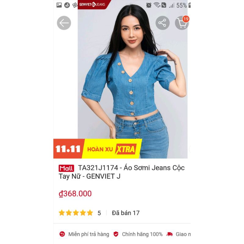 Áo Jean Genviet size M thanh lý