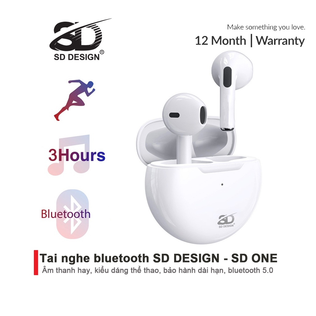 Tai Nghe Bluetooth Không Dây SD One chính hãng SD Design, chất âm hay, Dùng Cho IOS và Androi Bảo hành 12 tháng