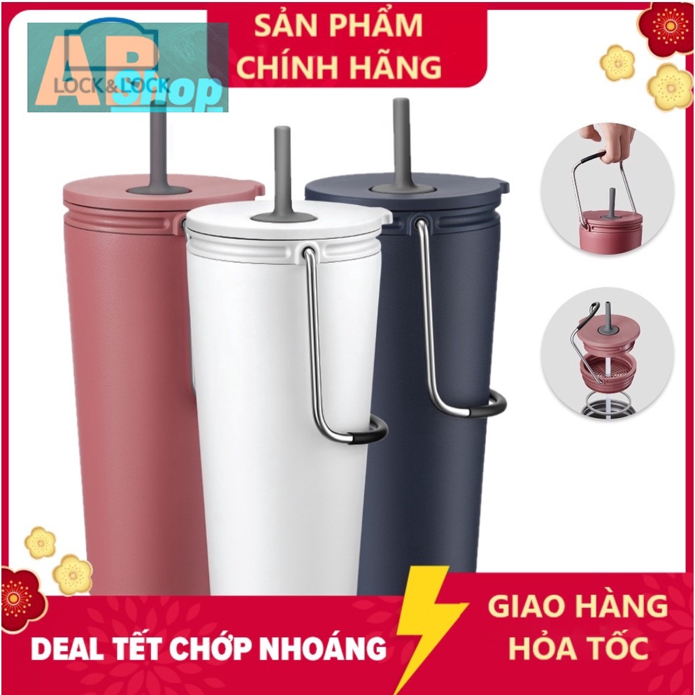 Bình giữ nhiệt Lock&Lock Bucket Tumbler 540ml ống hút LHC4268