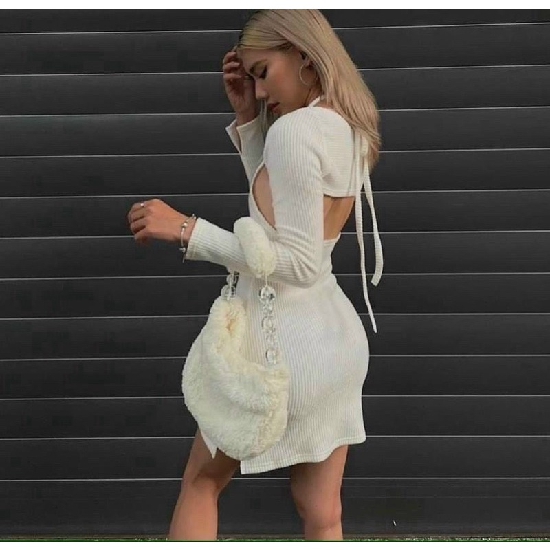 SET ĐẦM TRẮNG BODY CỔ YẾM KÈM KHOÁC CROP KTGIMI (Kèm ảnh thật)