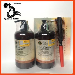 Bộ Dầu Gội Dầu Xả Colagen Mefaso Dưỡng Ẩm 750ml , Phục Hồi Hư Tổn Giúp Tóc Chắc Khỏe  + Tặng Lược
