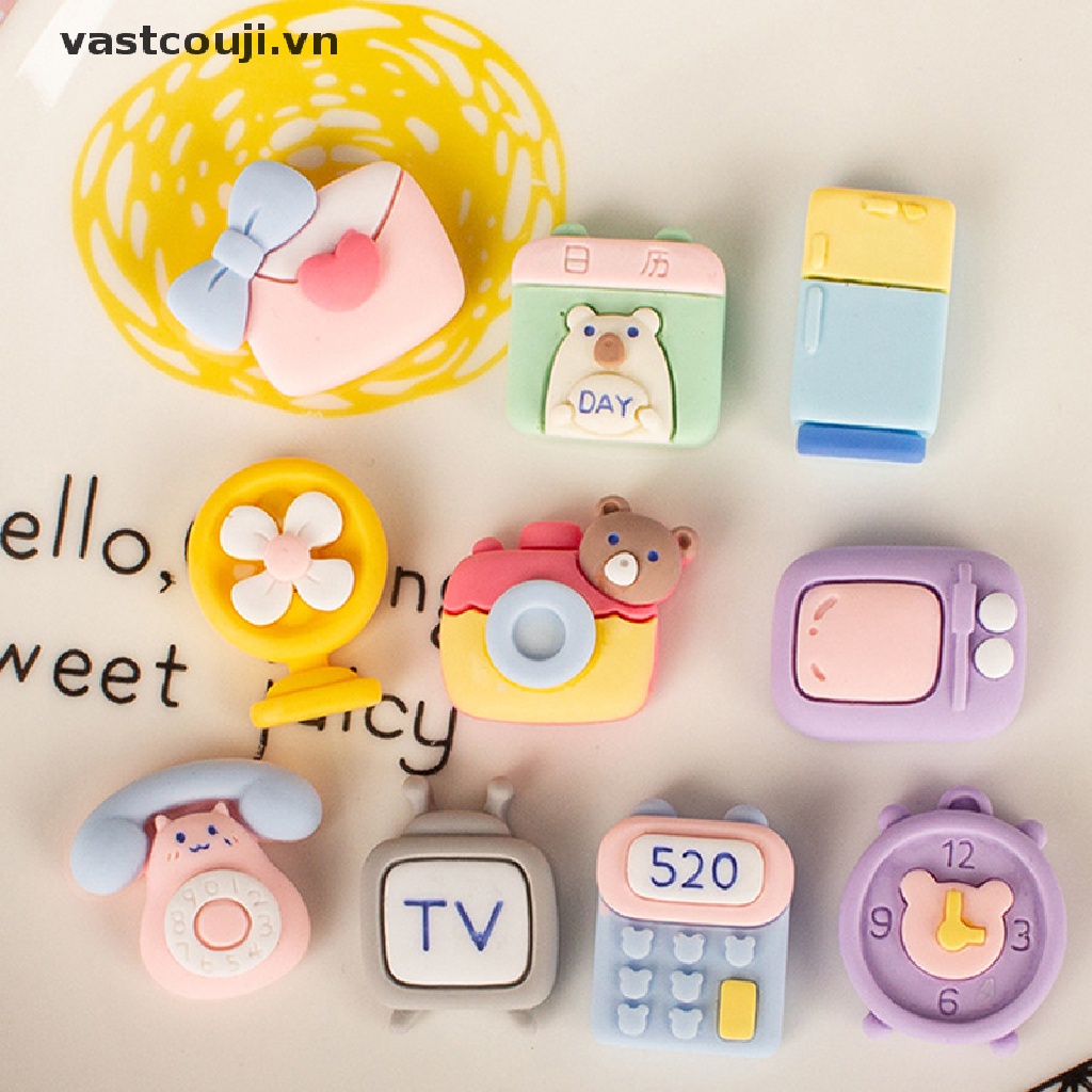 Set 10 Phụ Kiện Trang Trí Tủ Lạnh / Máy Ảnh DIY Hình TV Hoạt Hình Mini Bằng Resin Dễ Thương