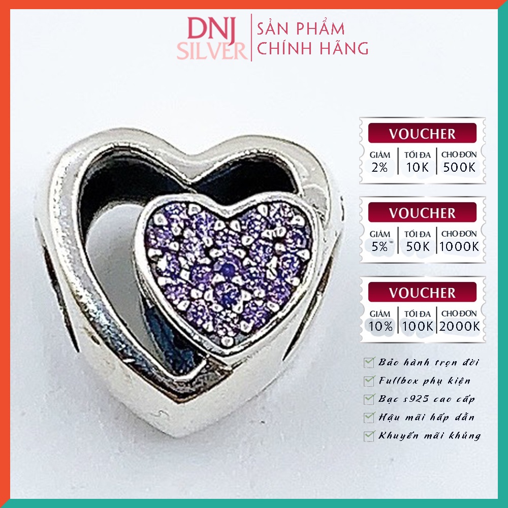 [Hàng cao cấp] Vòng tay bạc 925 cao cấp - Vòng tay charm bạc tông màu tím mang ý nghĩa tình yêu thủy chung  - DNB021